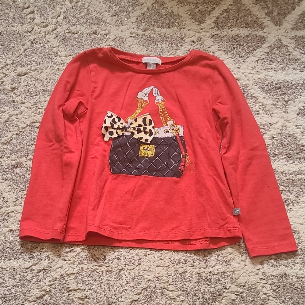 10 for $25 - Petit Lem Girls 4 Red Long Sleeve Shirt with Purse Design